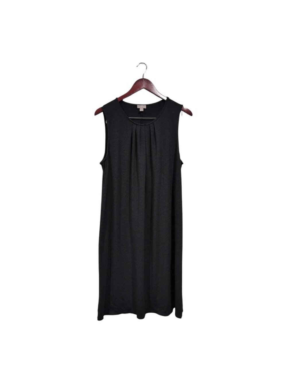 J. Jill Wearever Collection Black Sleeveless Dress Tank Top Pleated Sz L Petite